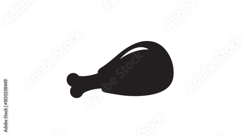 Black chicken leg icon simple flat vector illustration isolated on white background for menu design