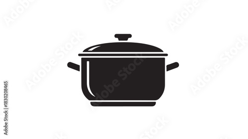 Black cooking pot vector icon simple flat design element isolated on white background