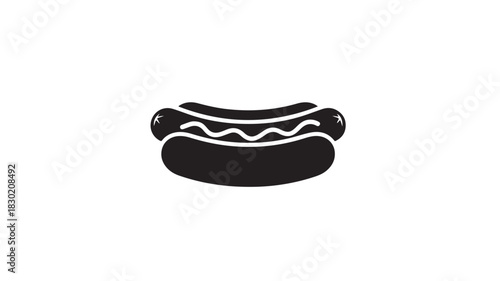 Hot dog icon simple black glyph illustration isolated on white background for menu design and fast food concepts