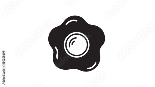 Fried egg icon simple black glyph vector illustration isolated on white background for food and cooking designs