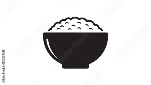 Bowl of rice icon simple glyph vector illustration isolated on white background for food and restaurant designs