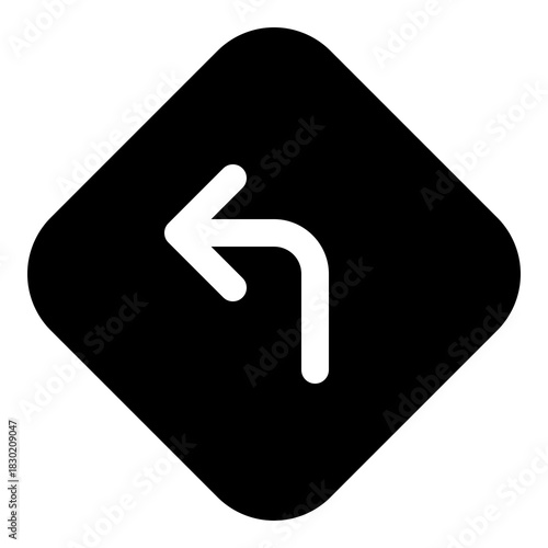 Turn left sign icon for navigation and traffic
