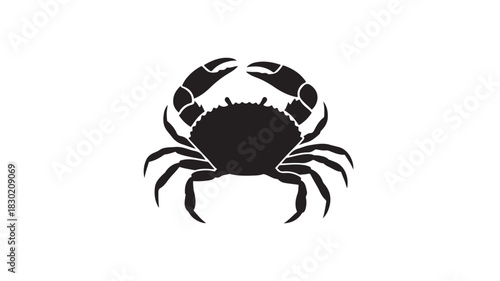 Silhouette of a crab vector illustration in black and white perfect for seafood restaurant logo or nautical design