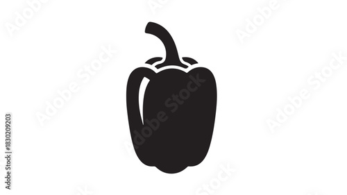 Black bell pepper vector icon simple flat glyph design isolated on white background
