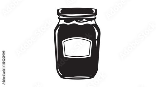 Isolated jar of jam simple vector illustration in black and white suitable for packaging design and food-related graphics