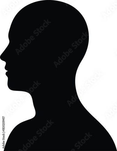 Black silhouette profile of a human head and shoulders