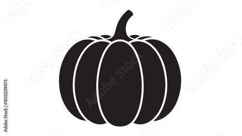 Black pumpkin silhouette simple vector illustration for autumn designs isolated on white background