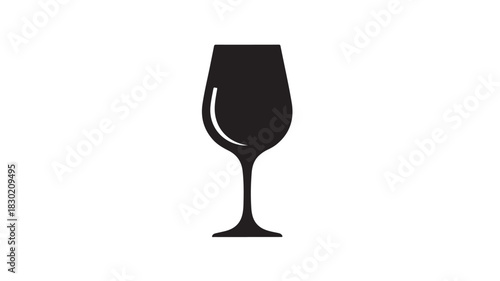 Elegant wine glass icon simple black silhouette for bar and restaurant menus isolated on white background