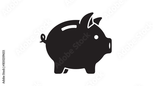Piggy bank icon simple flat vector glyph isolated on white background for finance and savings concepts