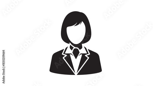 Businesswoman icon simple flat vector silhouette isolated on white background for user interface design