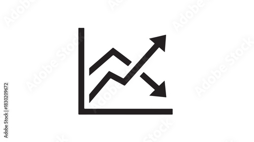 Line graph icon showing growth and decline simple vector illustration for business presentation isolated on white background