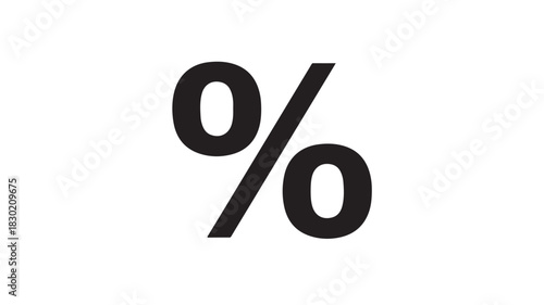 Percentage sign in bold simple black glyph on white background for finance and sales concepts