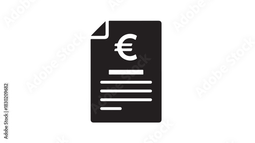 Euro currency document icon simple flat glyph vector for finance and business isolated on white background