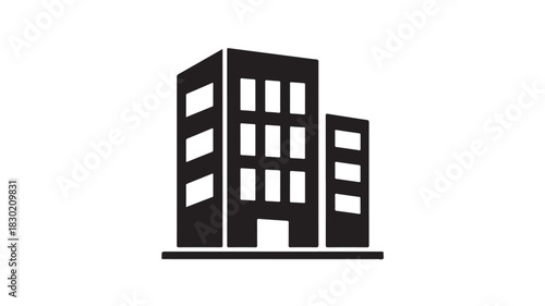 Building icon simple black glyph vector illustration isolated on white background for web design and user interface