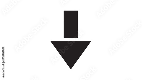 Simple downward arrow icon flat vector glyph for user interface design isolated on white background
