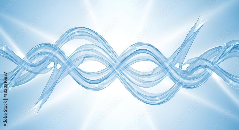 Fototapeta premium Elegant blue abstract wave design with a bright, glowing background effect