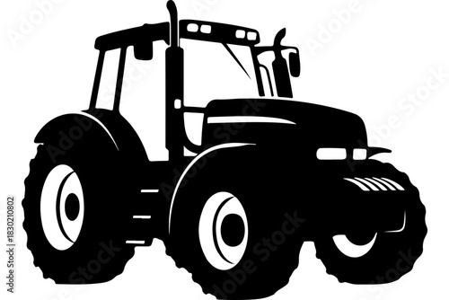 Powerful tractor silhouette ready to work the fields, a timeless symbol of agriculture and rural life, perfect for farm equipment marketing