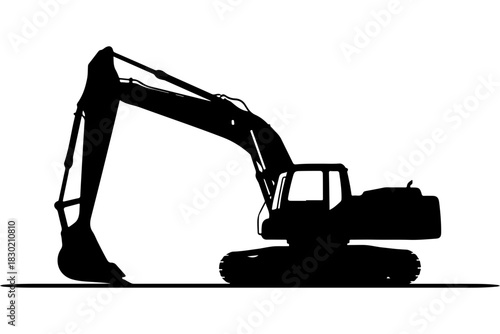 Powerful excavator silhouette ready to tackle your construction projects or infrastructure designs, conveying strength, precision, and industrial expertise