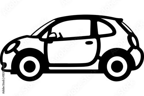Compact car illustration for transportation themes, modern vehicles, or car rental promotions; clean lines, easy to customize, and perfect for minimalist designs