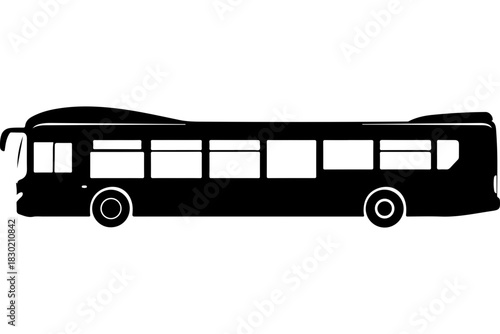 Sleek silhouette of modern bus for urban transport visuals, transportation icon for city travel, perfect for transit apps and public service announcements