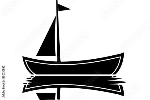 Sailing away on a serene journey a black silhouette boat gliding across calm waters embodying freedom and adventure perfect for travel and leisure themes