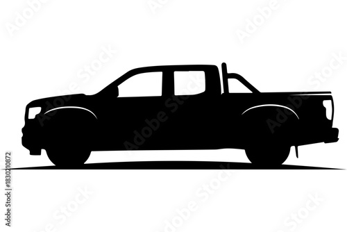 Powerful black pickup truck silhouette ready for off-road adventures, symbolizing strength, capability, and rugged transportation, originally from scalable vectors