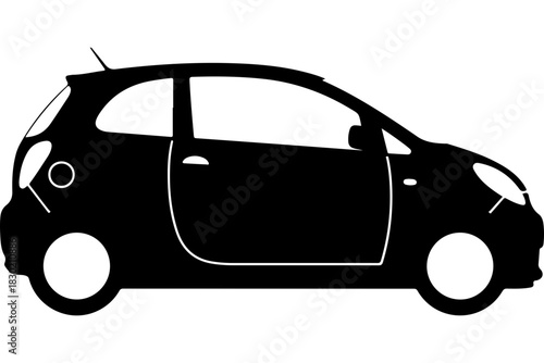 Sleek compact car silhouette, perfect for urban commuting and eco-friendly travel, ideal for automotive design and transportation concepts, vector precision