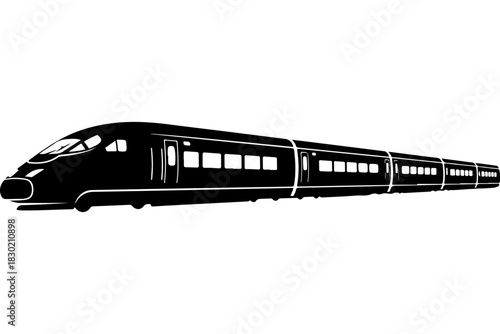 Sleek high-speed train illustration speeding towards the future, dynamic modern travel design, perfect for transportation and technology themes