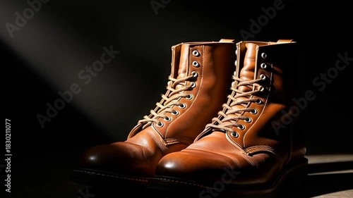 Dramatic Light on Leather Boots: Rugged, Durable, and Timeless.