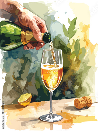 Champagne Bottle Pouring Drink 