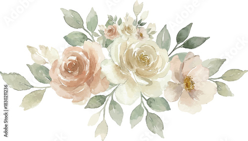 Roses Flower invitation ornament watercolor