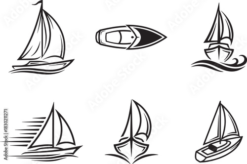 Set of Sailing Boat Logo