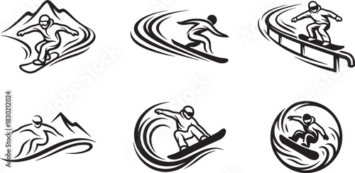 Set of Snowboarder in action