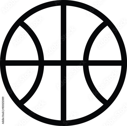 Basketball icon simple outline isolated on white, represents sport and game isolated on white background