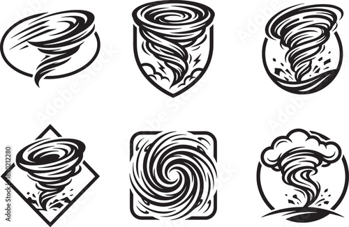 Set of Tornado storm twister logo
