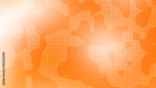 Orange White Abstract Grid Line Background with Gradient Light Effect