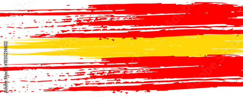 Spain grunge flag background. Spain flag made in textured brush stroke, patriotic concept for National Day of Spain, October 12. Vector Illustration