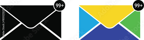 Two email notification icons one dark and one with brazil colors