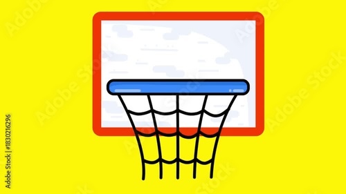 Seamless Loop Flat Animation of Basketball Swish Goal | Perfect Score Hoop | Fast Motion Illustration