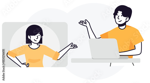 Two people engaged in a virtual meeting or online discussion.