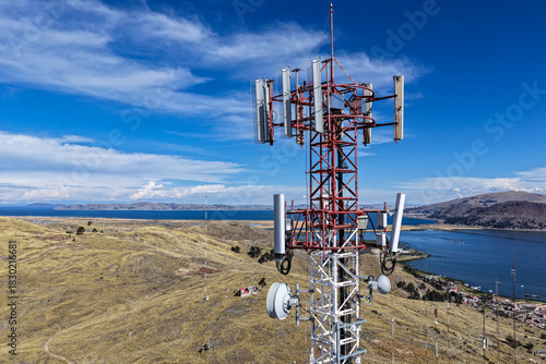 Obraz na plátně Metal structures of telecommunications towers for radio, TV and cellular telepho