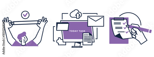 Digital Workflow and Task Management Illustration.