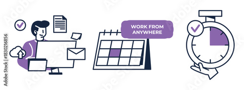 Remote work flexibility and productivity illustration.