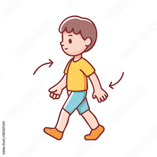 Walking child, animation cycle of walking and gait 2d cartoon character.
