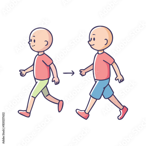 Walking child, animation cycle of walking and gait 2d cartoon character.
