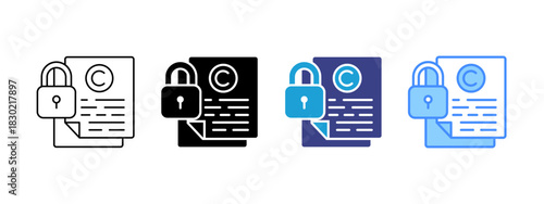 Copyright icon set multiple style collection