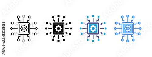 Microchip icon set multiple style collection