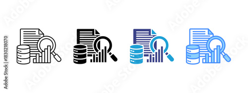 Big Data icon set multiple style collection