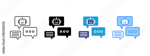 Chatbot icon set multiple style collection