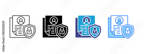 Data Security icon set multiple style collection